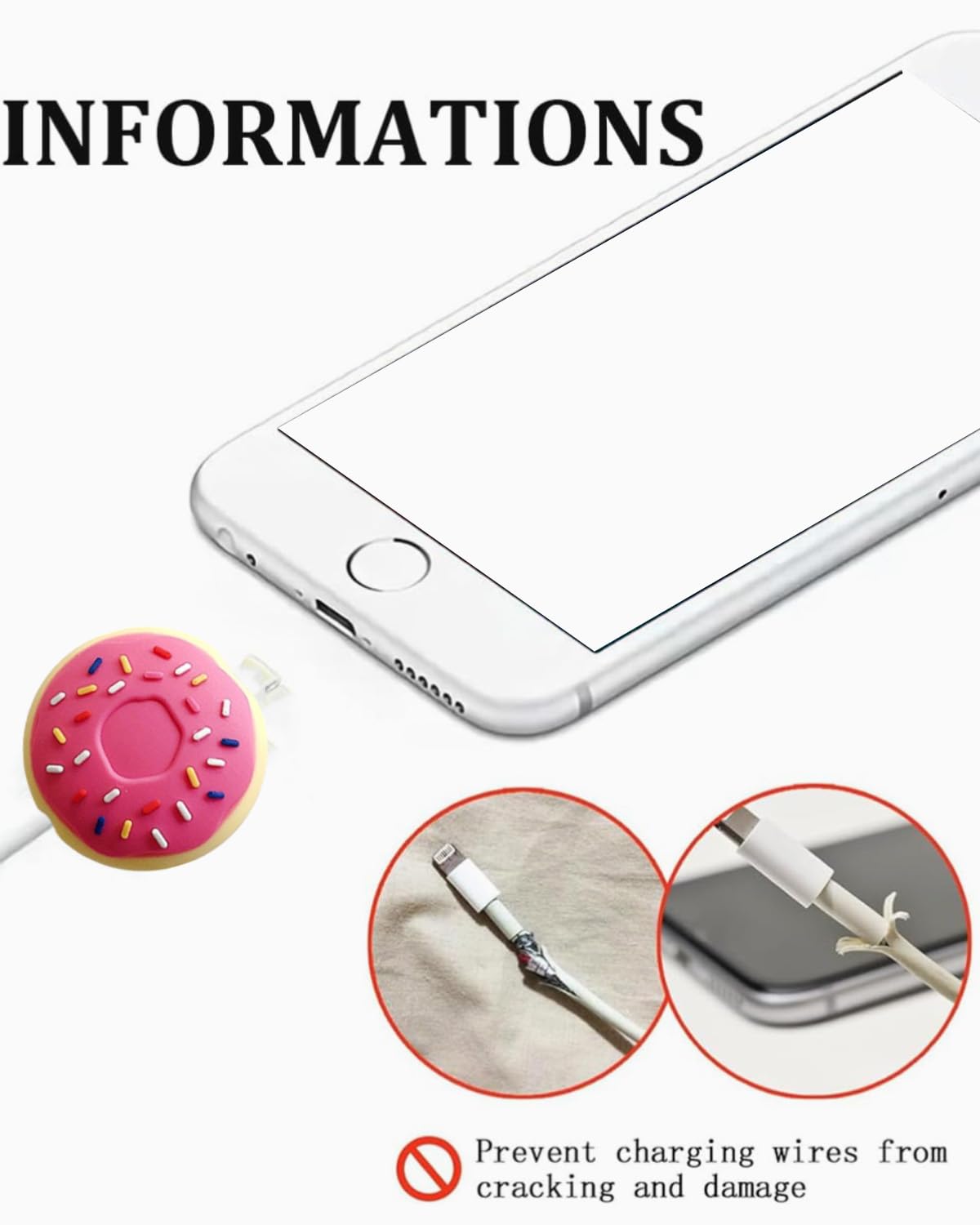 6pcs Cable Protector, Proteggi cavo, Copertura Protettiva per Cavi Dati frutta, Protezione per Cavo per Morso per Cavo, Adatto per la Maggior Parte Delle Linee Dati per Telefono Cellulare