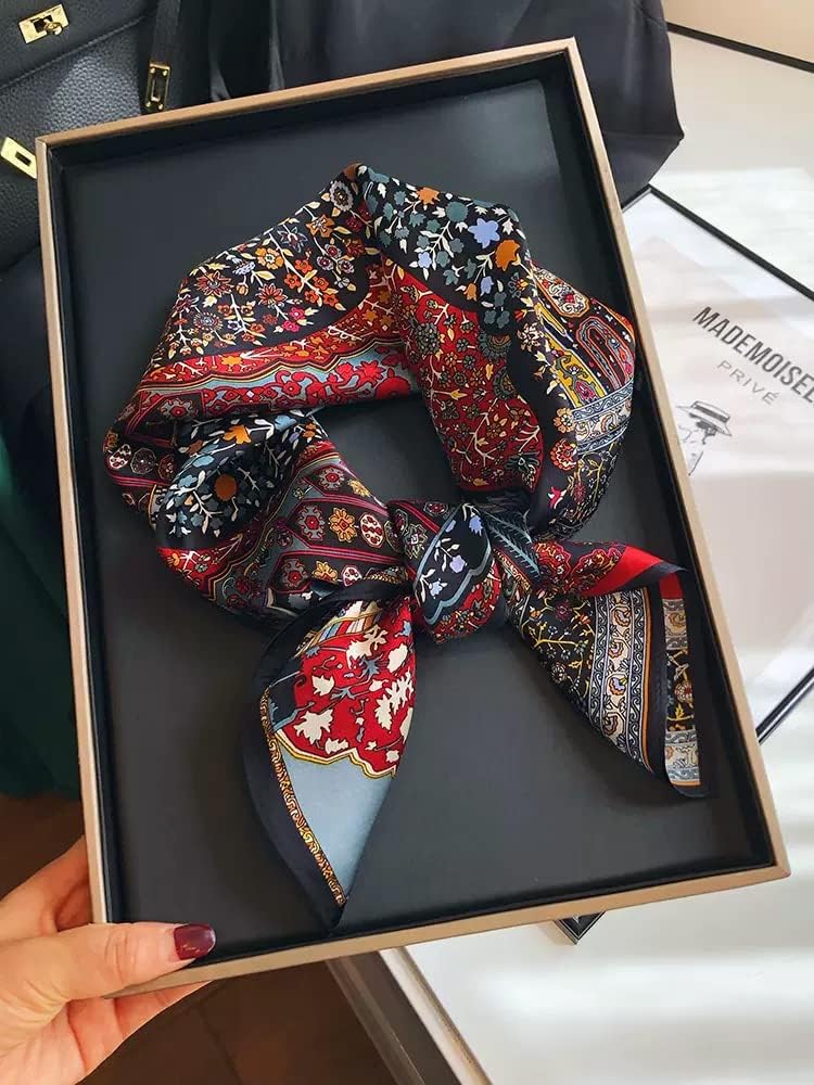 100% Mulberry Silk Scarf 25.6"x25.6" Square Women Neckerchief Headscarf - Lightweight Neck Scarf Gift Packed - Image 4