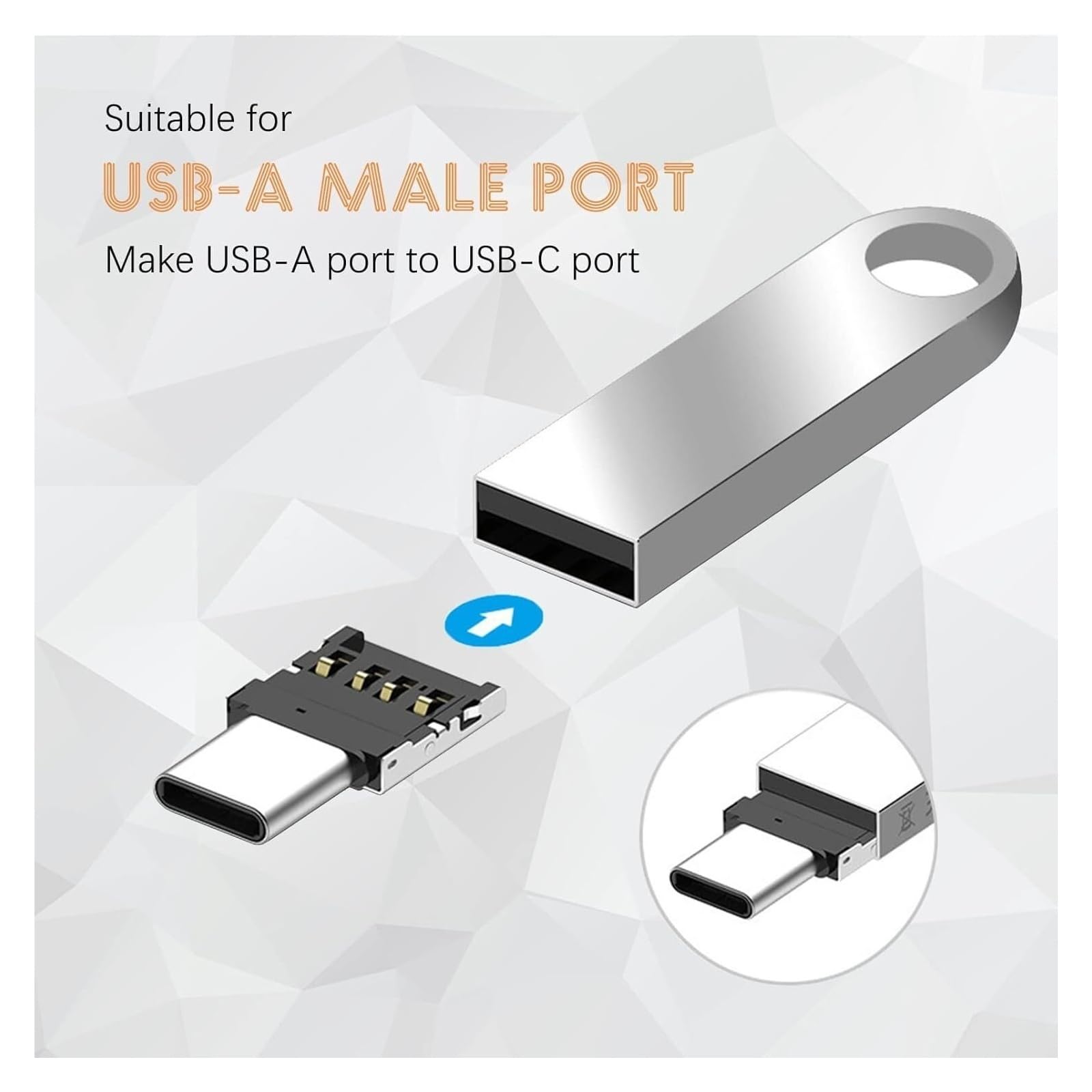 Adattatore OTG da USB-C maschio a USB 2.0 femmina, 1-20 pezzi (8 pezzi)