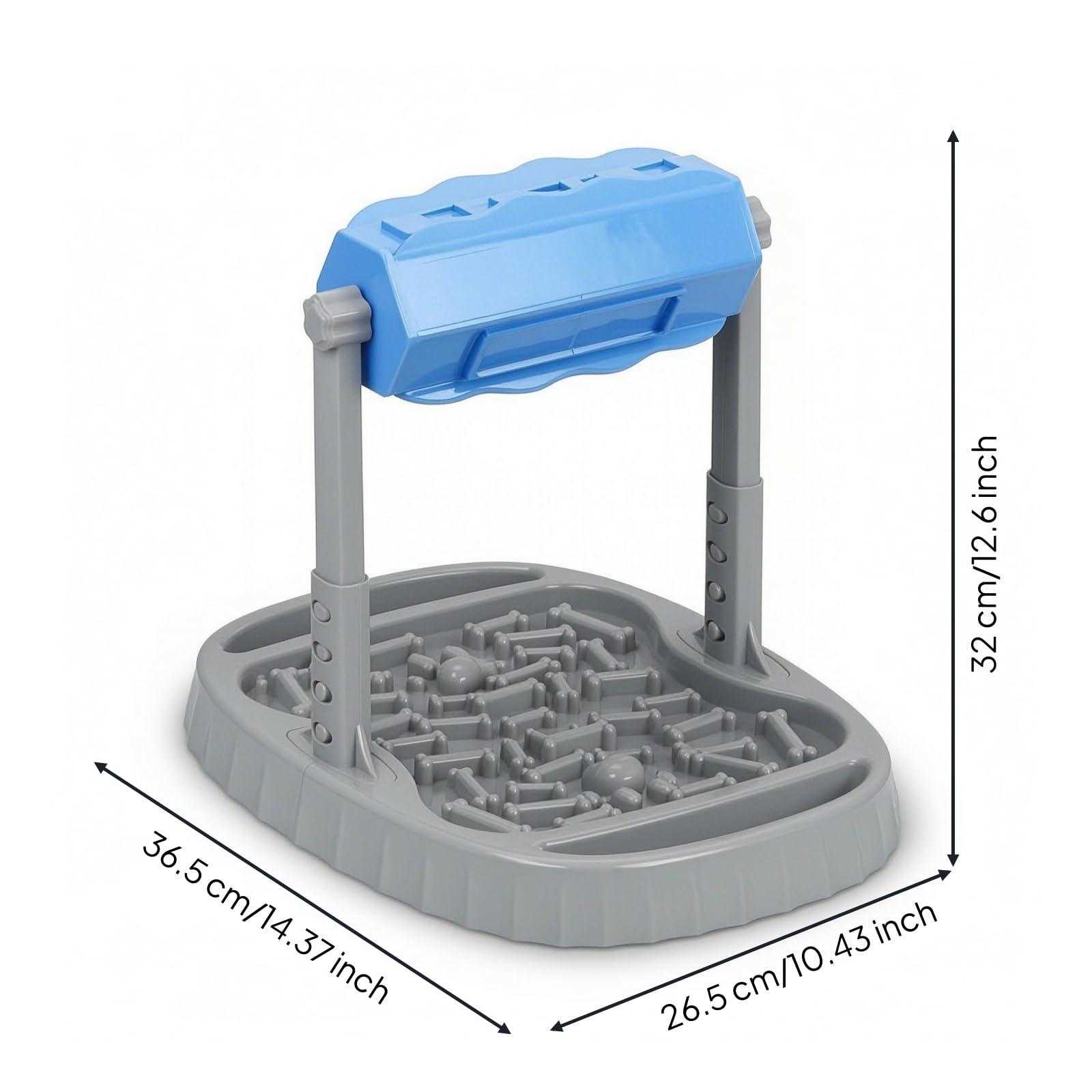 Gamelle Anti-glouton Distributeur Interactif Mangeoire Labyrinthe Puzzle Rotatif Mécanisme Réglable en Hauteur en Libère Les Croquettes Lentement, Bleu