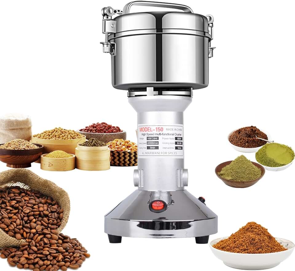 LEJIEYIN Moinho De Grãos 150G De Alta Velocidade, Elétrico, Em Aço Inoxidável, Alimentos, Moe Sementes, Farinha, Nozes, Trigo, Milho, Ervas, Especiarias E Condimentos, Triturador De Grãos Secos E Pó