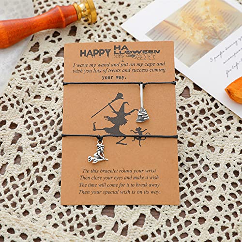 Image of CJIAYUJEW Halloween Bracelet Gift Friends Colleagues Bracelets Black cat Bat Witch Pumpkin Head Wacky Bracelets Sex Broomstick Witch Bracelet (Broom, Alloy)