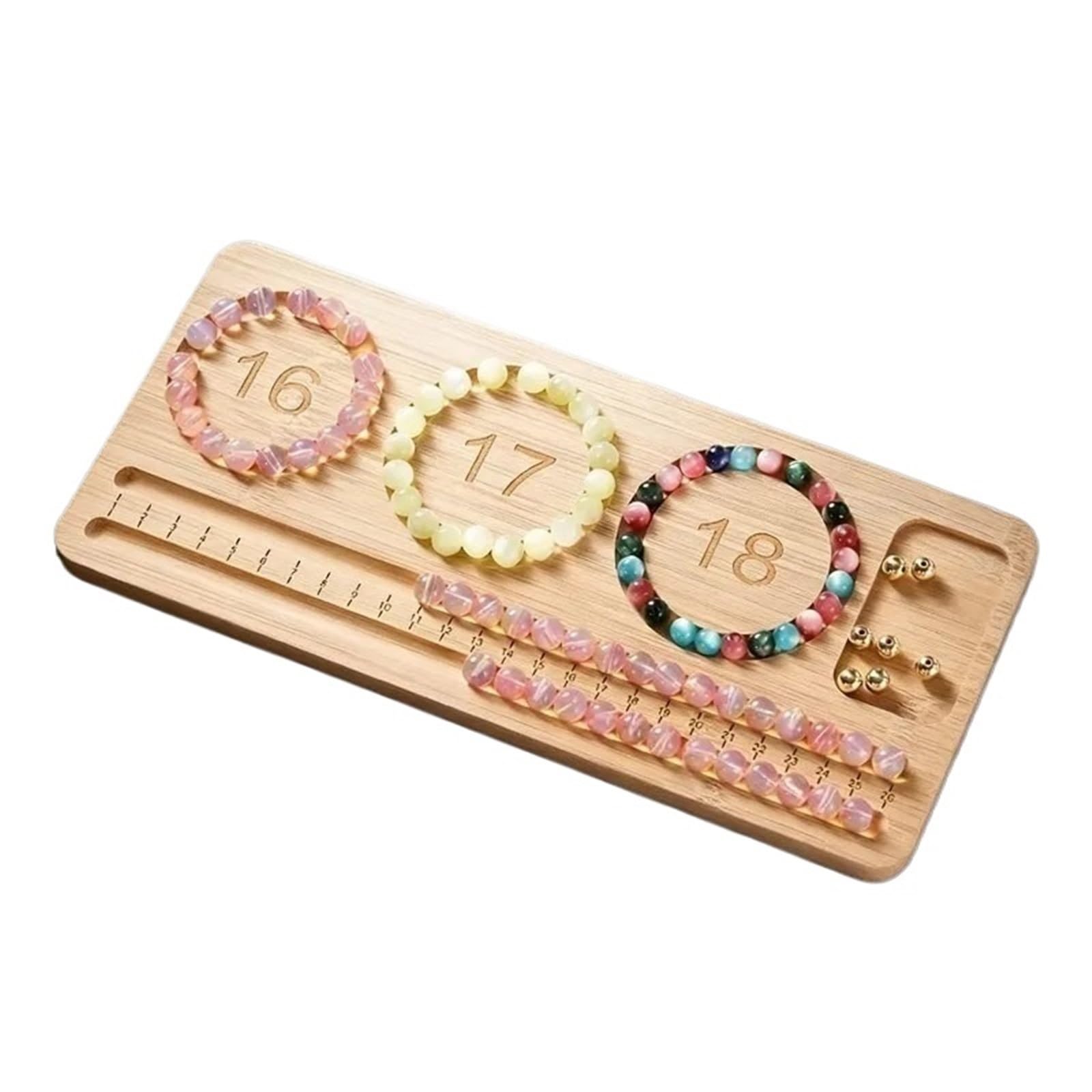 BFLCWSTD Bead Board Wooden Bead Board With Measuring Grid Jewelry Tray For DIY Bracelet Making Craft Organization Display(Color2)
