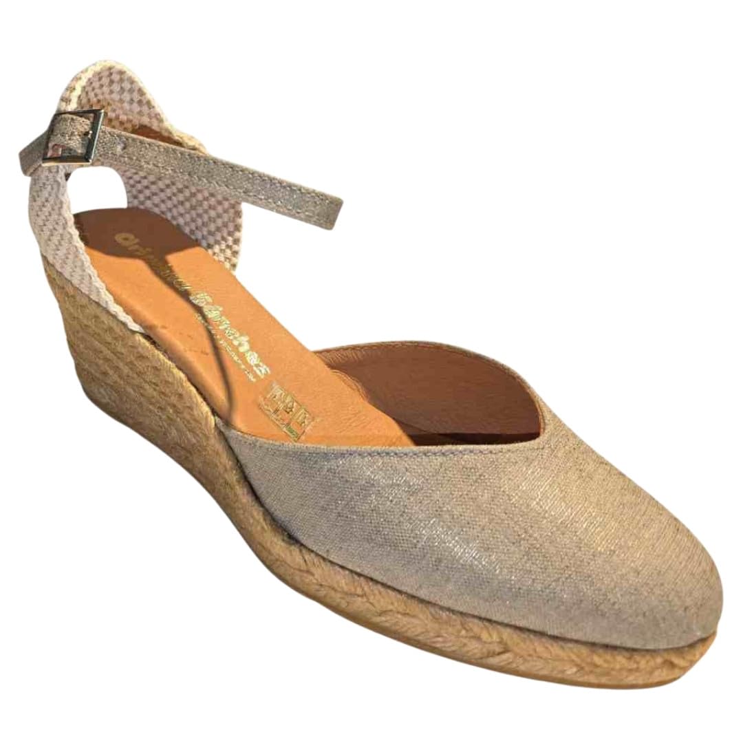 Sandalias Cuña Media Mujer, Sandalias Esparto Yute Natural, Alpargatas Mujer Cuña Hechas a Mano en España