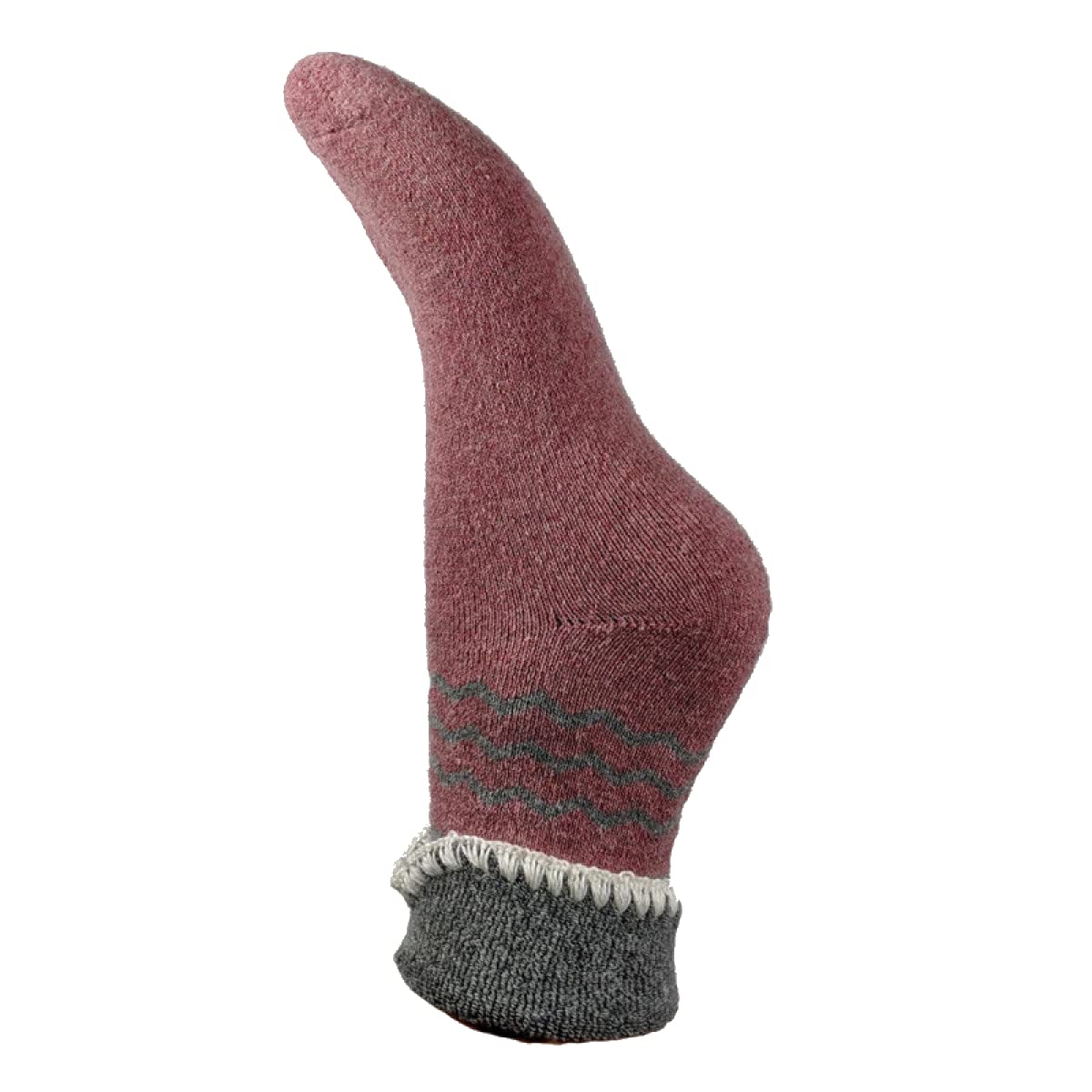 JOYA Luxurious Cuff Bed Wool Blend Socks UK 4-7 EU 36-40 Pink With Grey Chevrons