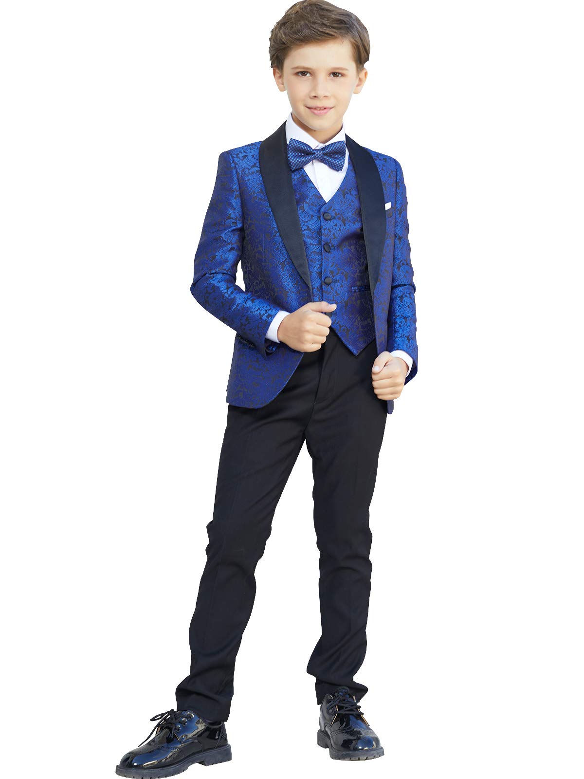 Boys Suits Slim Fit Kids Jacquard Suits Boy's Royal Blue Formal Dress Suit Set 2-20