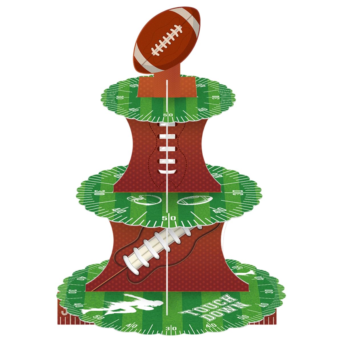 Fuwraixis Rugby Cupcake Stand, 3-Tier Dessert Tower, Sports theme Birthday Party Decoration, American football Cake decoration, Suitable for anniversaries and family gatherings