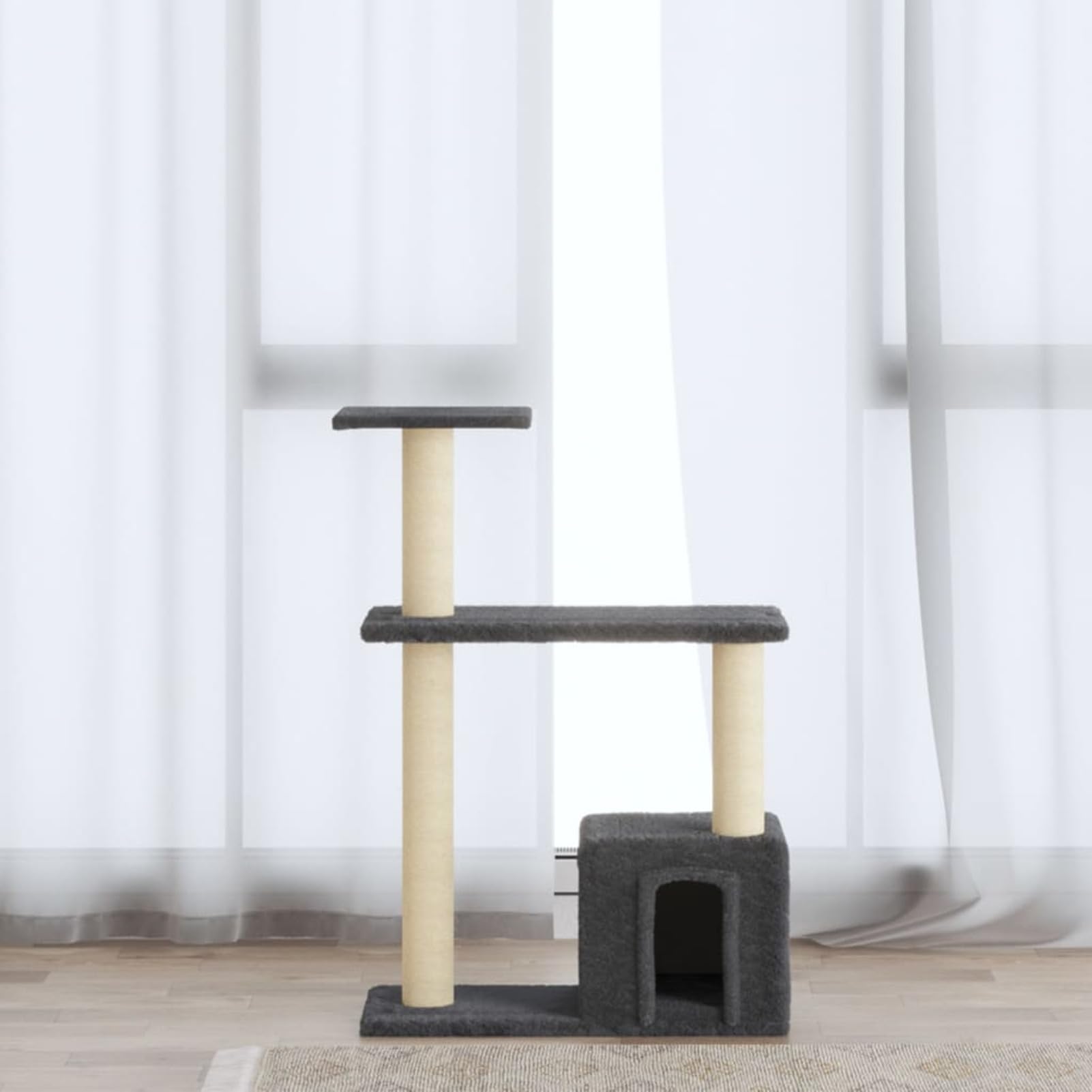 Homgoday Tiragraffi per gatti con tiragraffi in sisal, grigio scuro, 70 cm, torre tiragraffi a torre, casa per arrampicata per gatti multilivello, centro attività per gatti, animali e articoli per