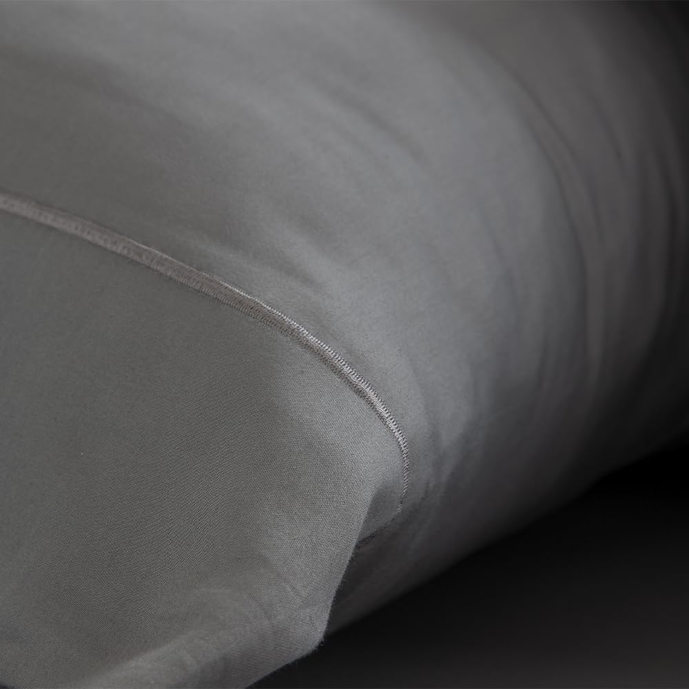 COTTON ARTean Zestaw satynowej pościeli, egipska bawełna, liczba nici 300, szary, do łóżek 90 x 190/200, 100% egipska bawełna, szary.