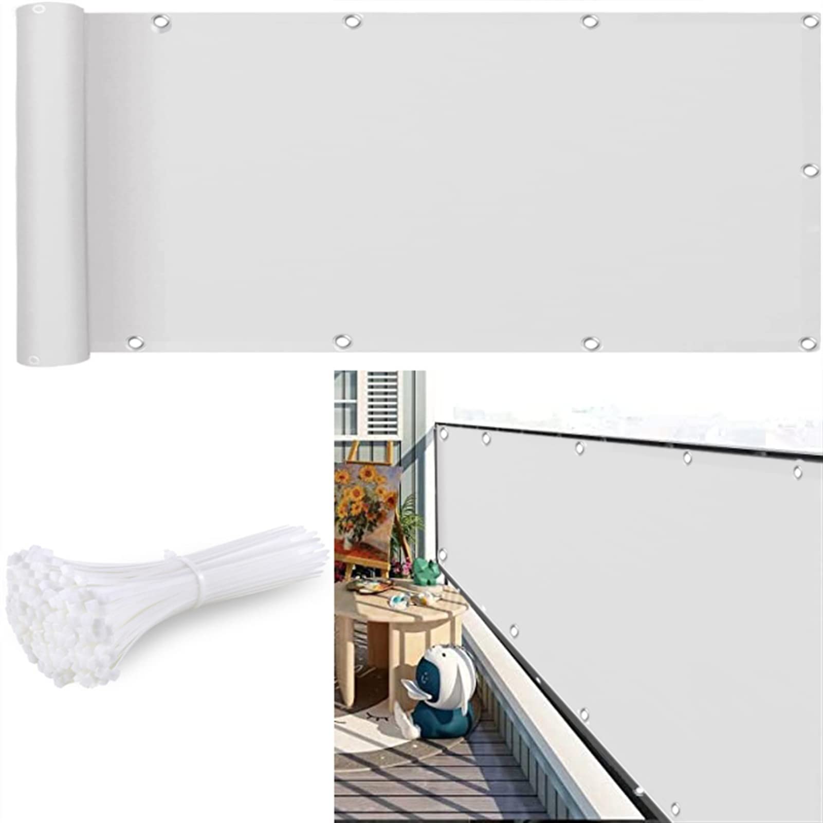 CHBIN Privacy Deck Fence Screen 80x700cm UV-Proof, Weather-Resistant Fence Shade Net Customized Size for Gardens,Backyard, Patio, Construction Project, White