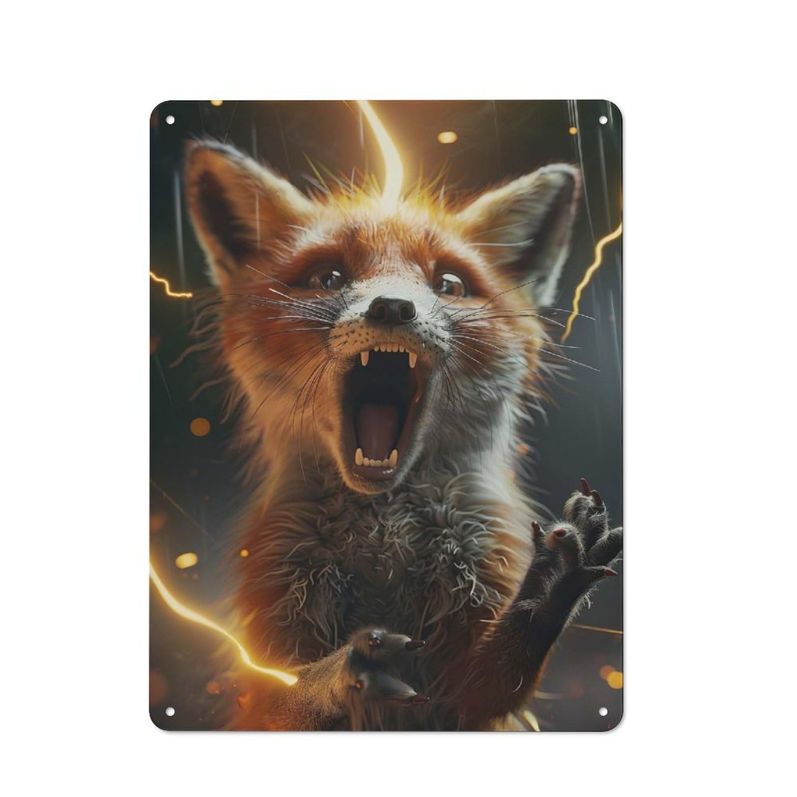 Nostalgic Fox Lightning Decorative Tin Plaque 40x30cm, Classic Pub Decor for Diner, Restaurant, Shed Or Kitchen