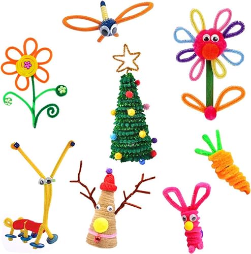 Miniatura 3 de Juego de limpiadores de tuberías de Navidad que incluye 4 colores de tallos de felpilla, 4 tamaños, pompones de ojos ondulantes para fiestas de Año