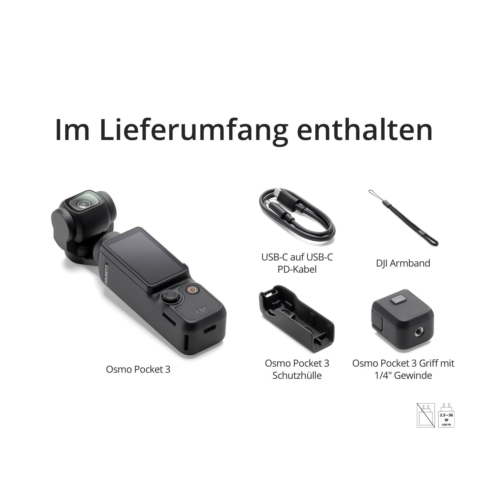 DJI Osmo Pocket 3 Bundle, 4K Vlog Kamera mit 1-Zoll-CMOS, 4K/120 fps, 3-Achsen-Stabilisierung