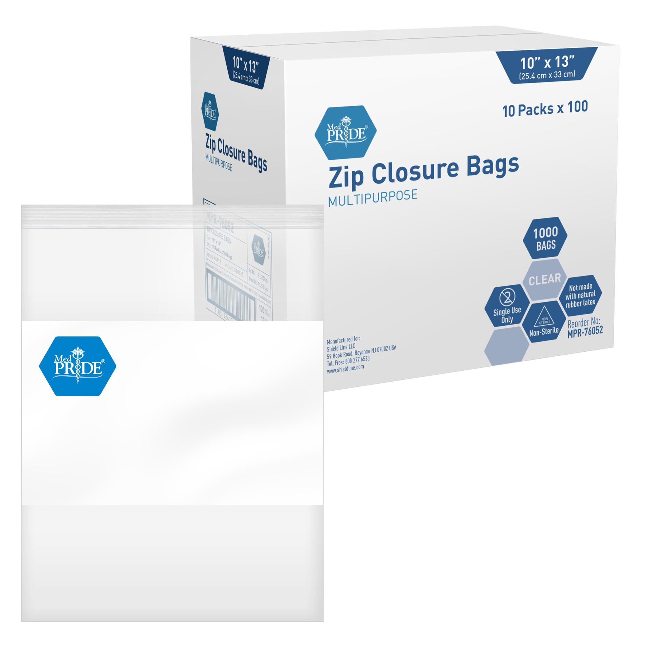 MED PRIDE Reusable Clear Zip Closure Bags [Bulk Pack of 1000] Strong Plastic Storage Bags With Zipper| Medical Zip Bags With Writing Block For