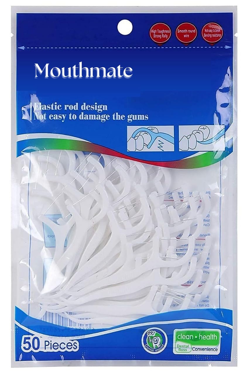 Mouthmate 50 Pieces 3 in 1 Tooth Cleaning Dental Floss Fresh Toothpick Cleaners, Disposable Teeth Flossing Thread Toothpicks with tongue cleaner Stick for Fresh, Healthy and Breath Gums-image-36