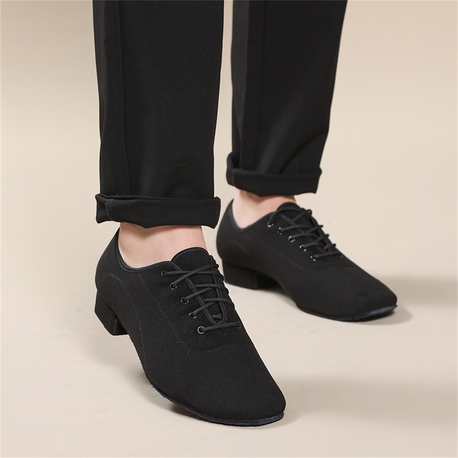 Zapatos de Baile de Salón para Hombre Suela de Cuero Latinos Modernos con Cordones Tacón Bajo