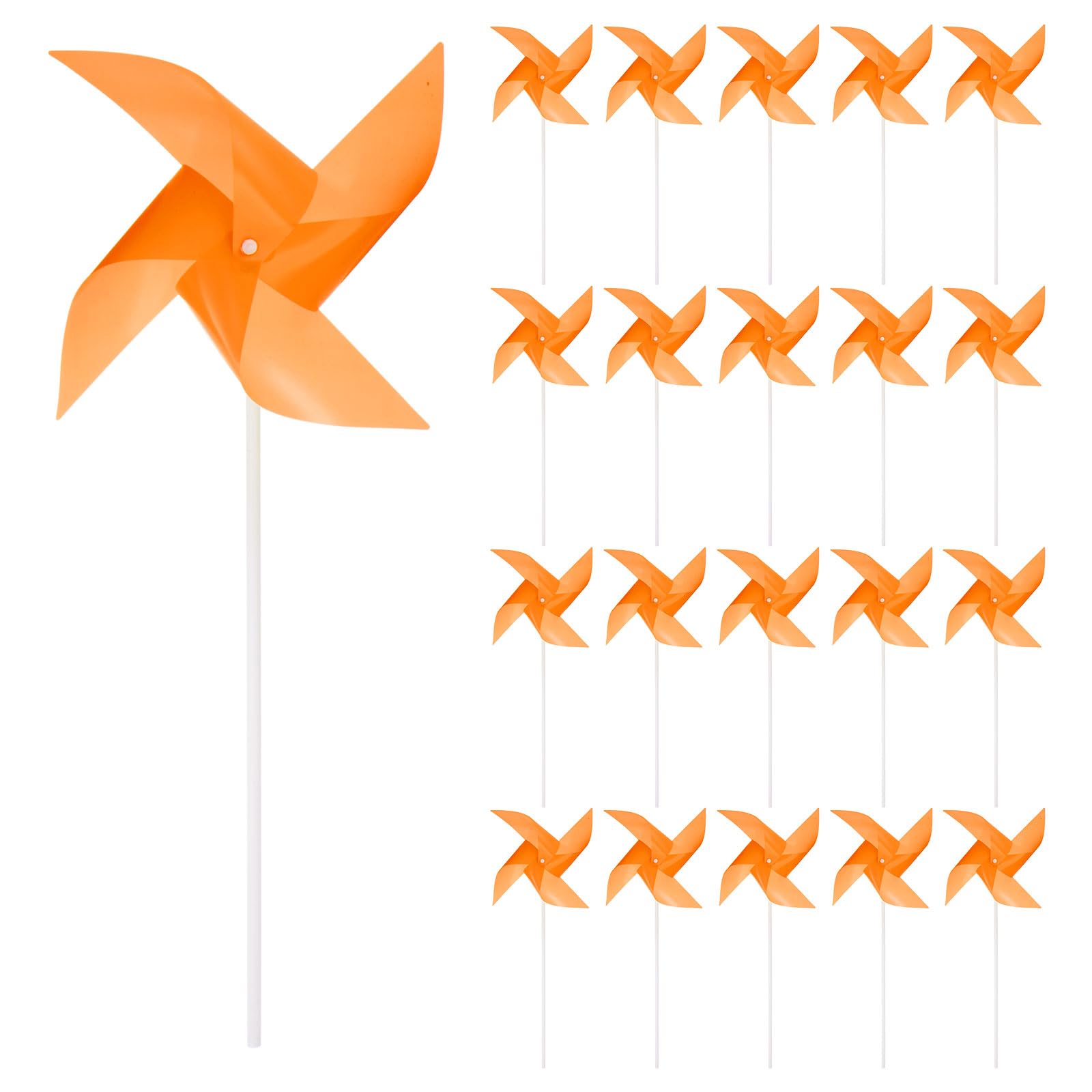 HARFINGTON 50pcs Windmills for The Yard Garden 15" x 7.5" 4 Leaves Pinwheels Wind Mills Spinners Windproof Waterproof Bird Devices with Stakes for Patio Decor, Orange-image-13