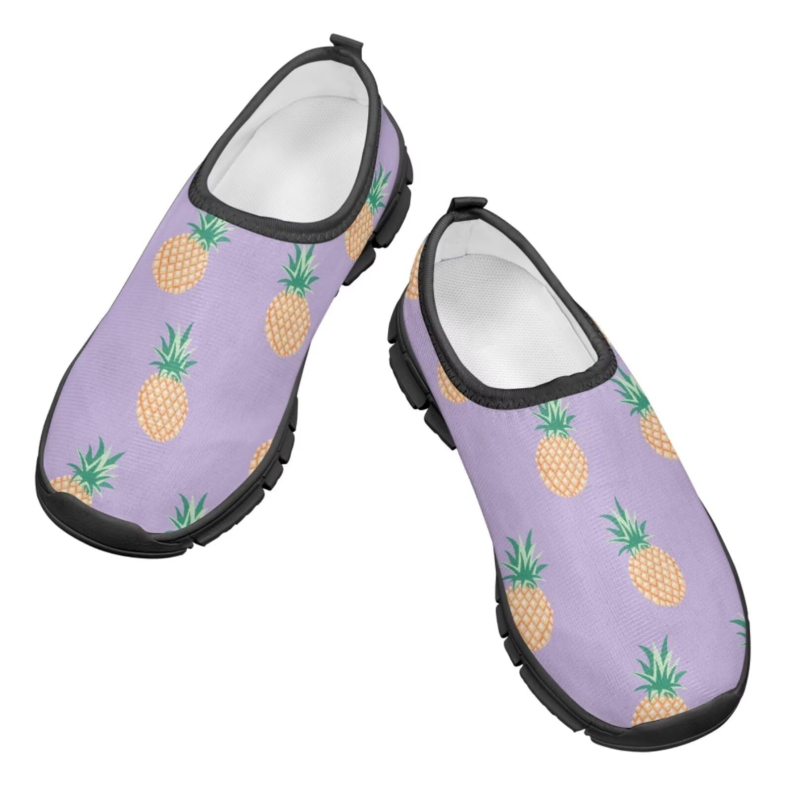 Watdotory Purple Pineapple Running Shoes Low Cut Polyester Fabric Children's Casual Sneakers for Girls Boys Big Kid Little Kid Breathable Tennis Shoes Ideal for Active Play US 1 Big Kid