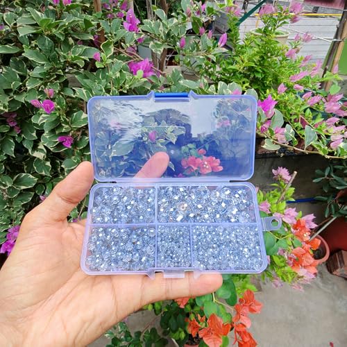 Image of Light Blue Grey Rondelle Glass Beads for Jewelry Making, Faceted Briolette Crytal Spacer Beads for Bracelet Necklace Earring (2mm 4mm 6mm 8mm 10mm Mixed Sizes, 1000pcs)