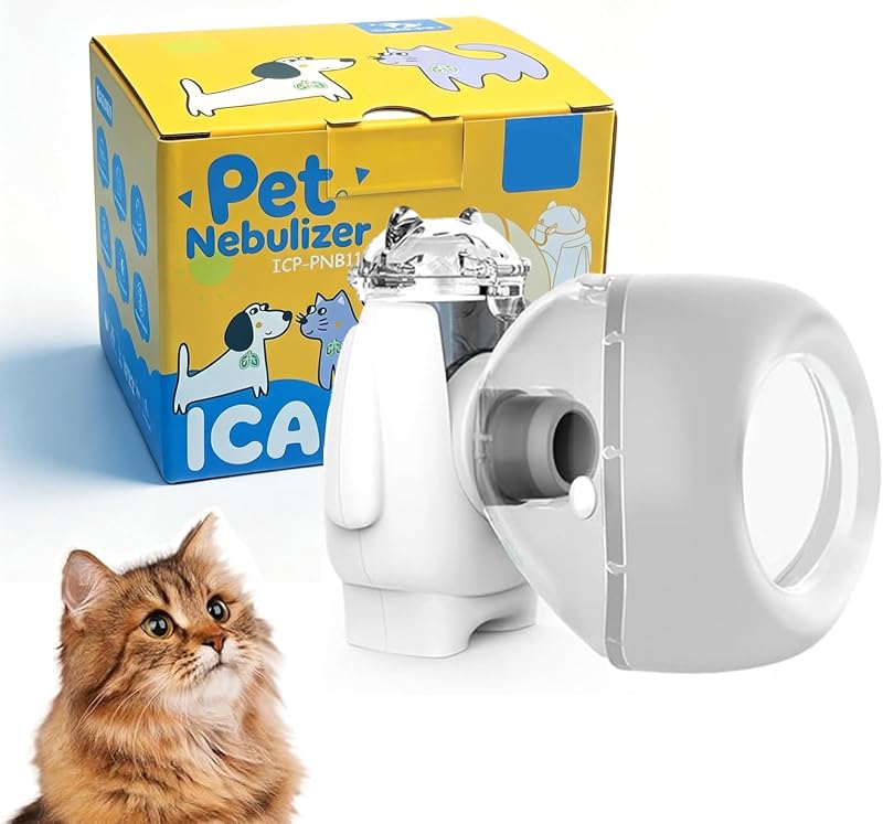 Portable Cat Inhaler with Cat Mask, Low Noise Compact Design, 8 ml Capacity,Suitable for Cats & Small Dogs, White S Size