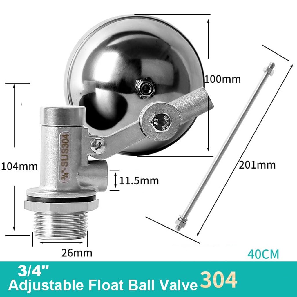 1 Uds 1/2 "3/4" 1 "1-1/4" 1-1/2 "2" Válvula De Flotador Ajustable De Acero Inoxidable, Tanque De Agua Doméstico/cubo/controlador De Nivel De Agua De Torre De Agua(3/4")