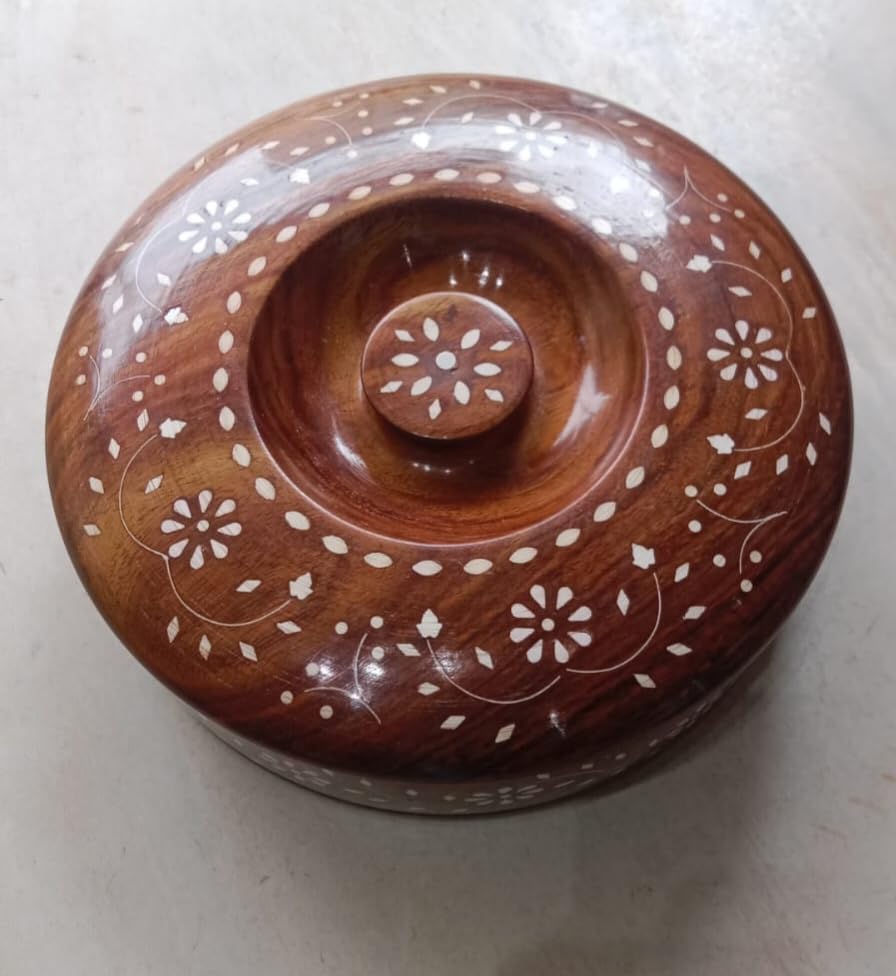 Indian Sheesham Wood Masala Box | Masala Store Box Masala Dabba Wooden -Masala Dibba Daily Use Kitchen Masaladani Wooden Item (Brown) Pack Of 1