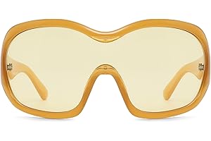 Oversized Trending Yellow Shield Sunglasses For Women