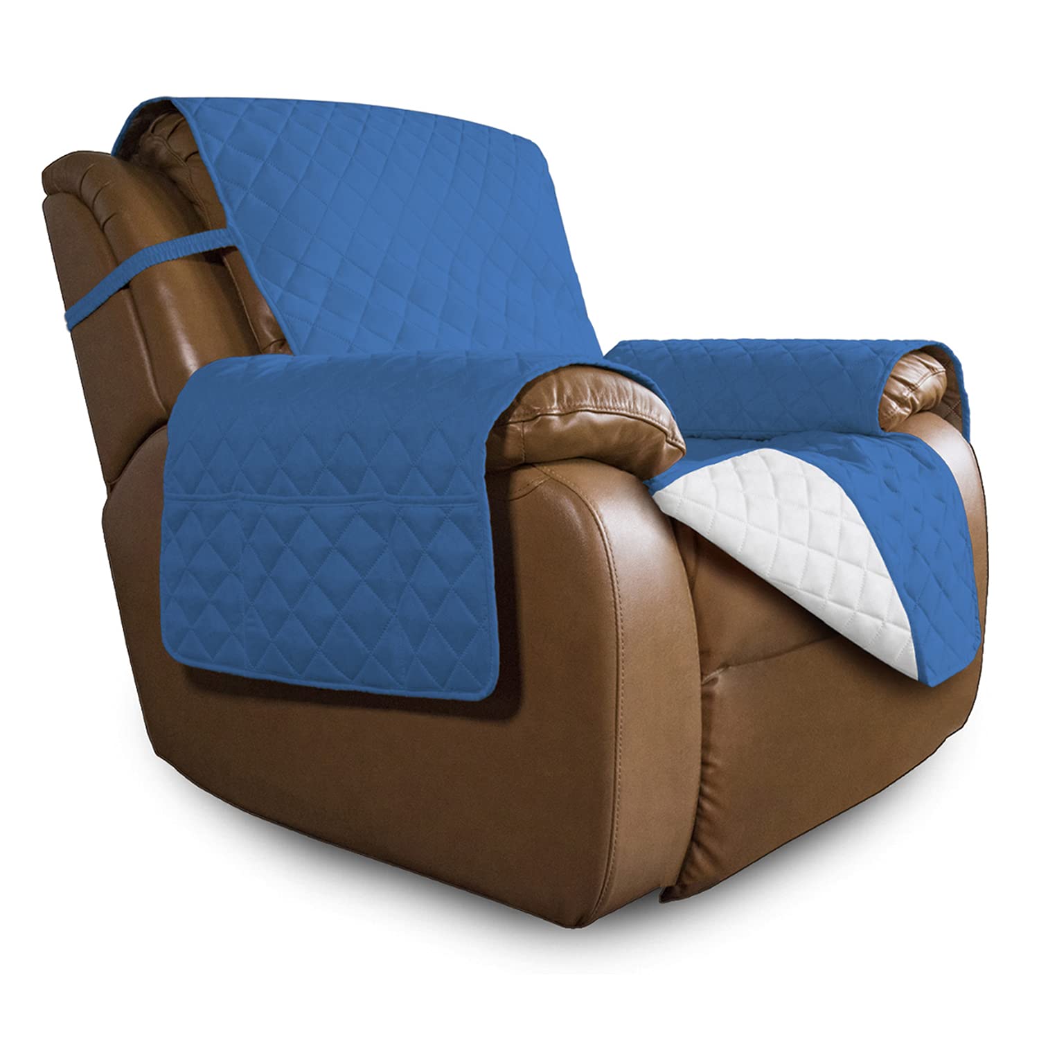 Easy-Going Reversible Couch Cover, Oversized Recliner, Blue/Ivory