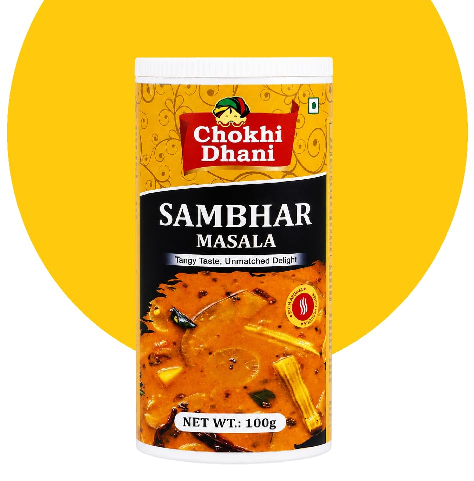 Image of Chokhi Dhani Sambhar Masala 100g | South Indian Style Spice Mix | Authentic Sambhar Powder for Idli, Dosa, Vada & Rice | Rich Tangy & Spicy Flavour | No Artificial Colours