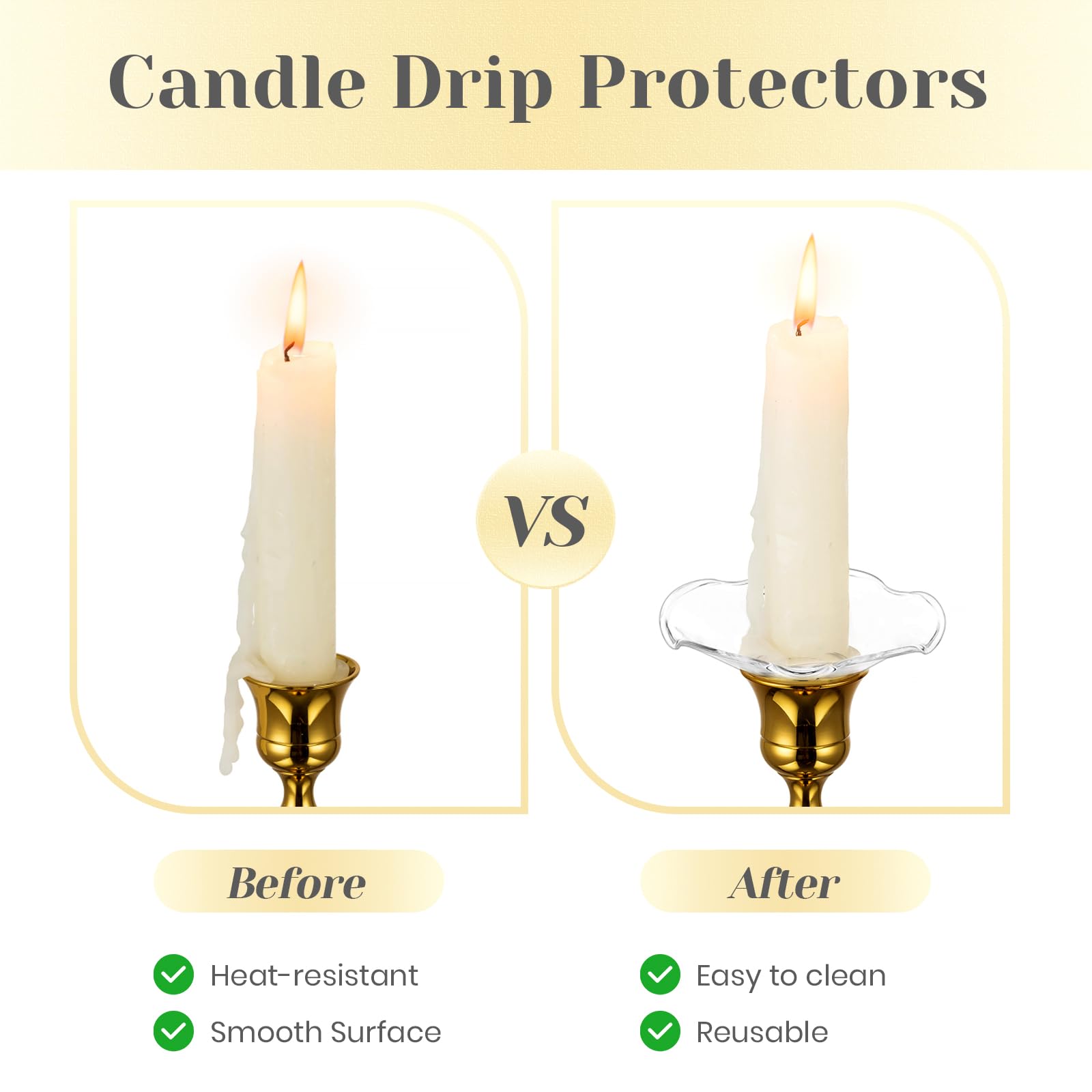 Hewory Bobèches en Verre pour Chandeliers, 24 Pièces Protecteurs de Bougie, Porte-Bougies Attrape-Gouttes pour Bougie D'église, Transparent et incurvé
