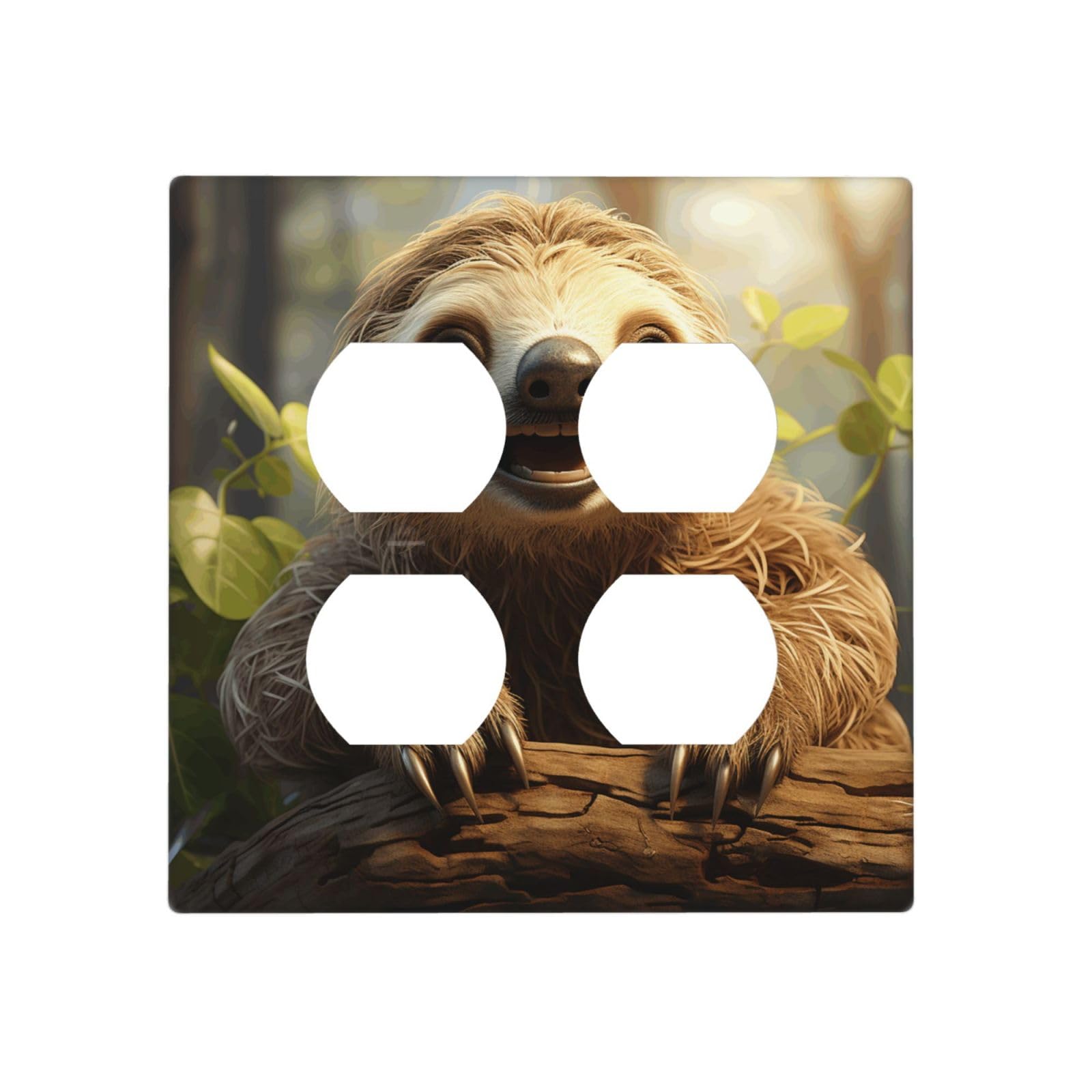 Kloph Style J Decorator Wall Plate 2 Gang Light Switch Covers Cartoon Sloth Wallplate Double Toggle Switch Plate Standard Size Electrical Outlet Covers Decorative Wall Switch Plate Cover