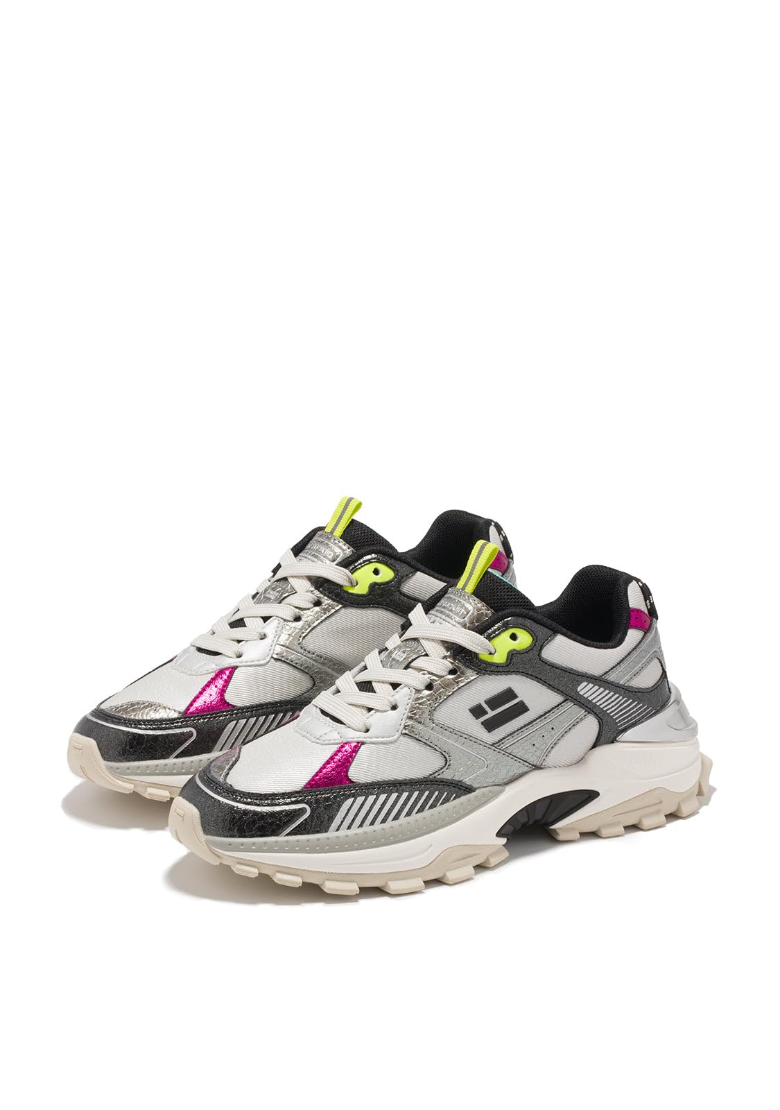 D.Franklin Kobiece Buty Sportowe 347 Track Flame Srebrne/Czarne - Eleganckie buty damskie - Moda casual - Rozmiar (39) - Model 347