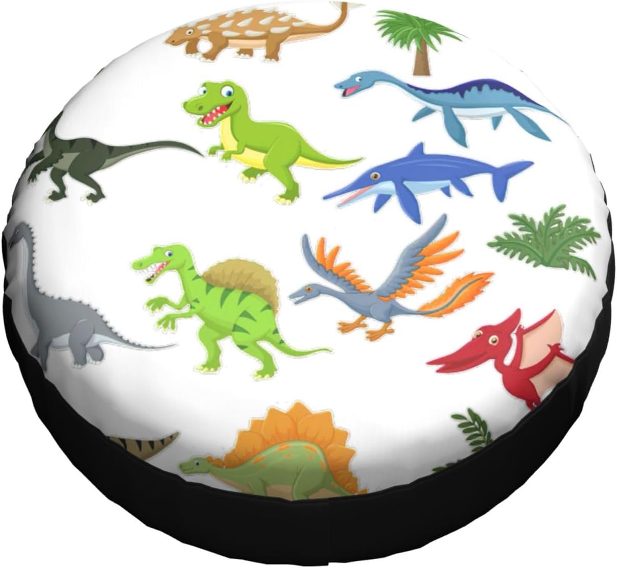Cartoon Dinosaur Images Print Tire Cover Universal Spare Wheel for Trailer Rv SUV Truck Camper Travel Accessories