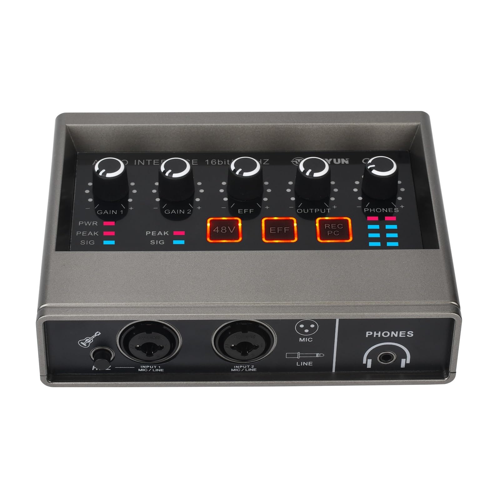 Mixer audio, Interfaccia effetti eco 2 canali 48V Computer Record Chitarra elettrica PC Registrazione Scheda esterna Drive-free Q16