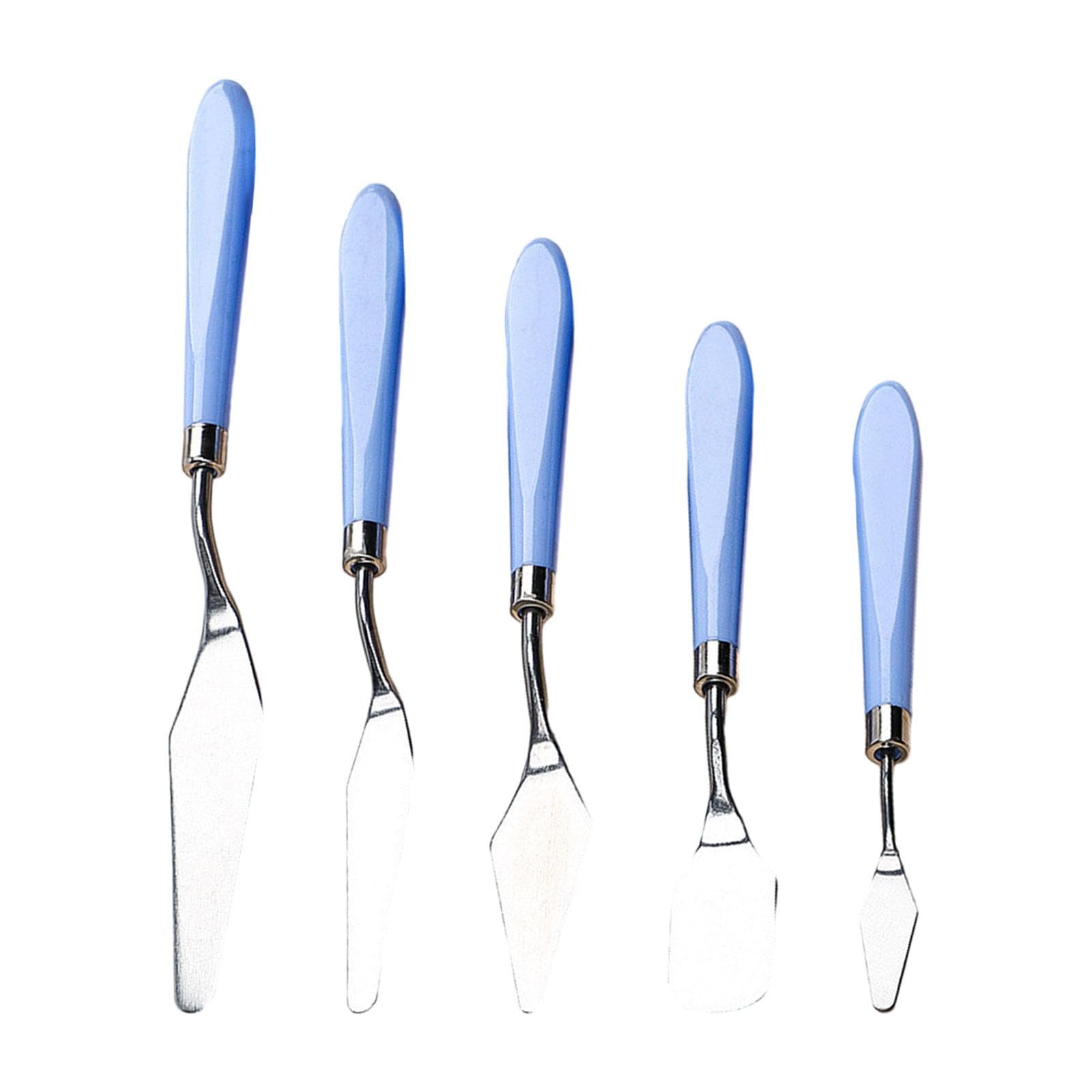 Nishiyuenyi 5 Piece Stainless Steel Palette Knife Set for Mixing Colors and Painting, Blue