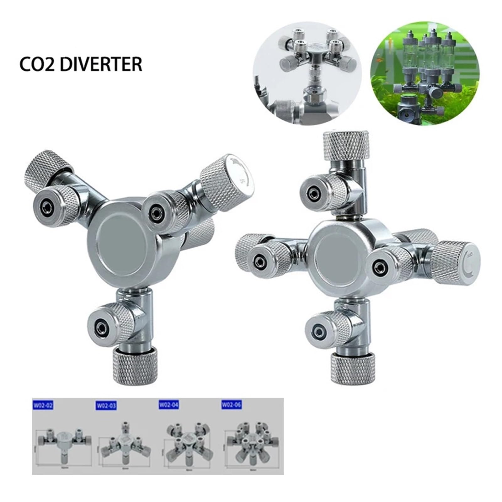 Fish tank multi-channel CO2 splitter distributor metal aquarium CO2 regulator generator accessories CO2 splitter 2-6 channe(W02-04)
