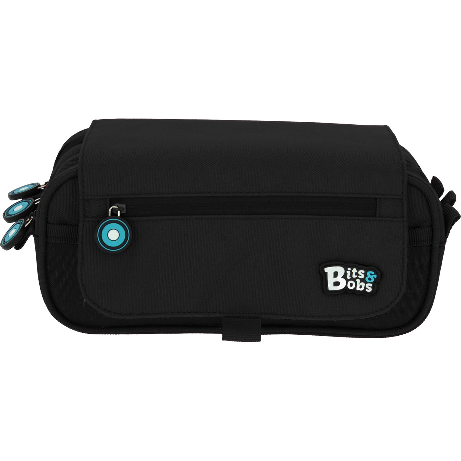 Grafoplás Escolar Triple, Estuches 3 Compartimentos Con Solapa Niños Unisex, Negro, 23 Cm