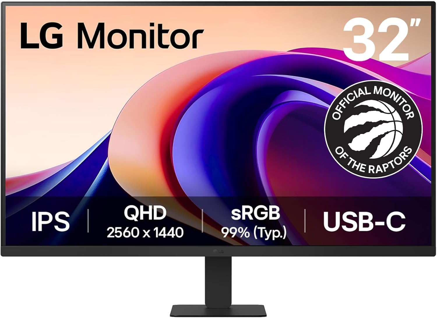 LG 32U631A 31.5" QHD Monitor, IPS Display, 100Hz, sRGB 99% (Typ.), USB-C, Reader Mode, Flicker Safe, Dynamic Action Sync, Black Stabilizer, LG Switch App, 3-Side Borderless, Tilt Adjustable