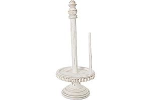 Farmhouse Beaded Wood Pedestal White Paper Towel Holder Countertop
