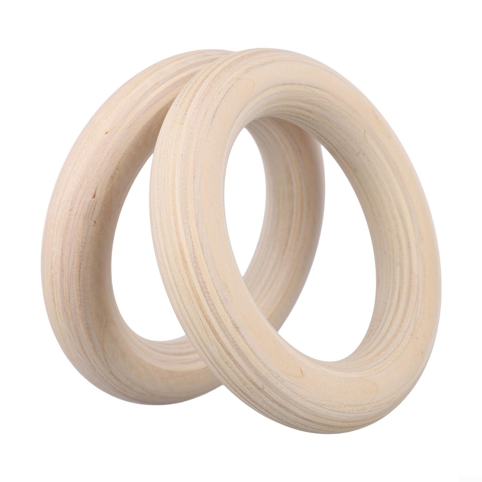 Juego de 2 anillos de gimnasia de madera maciza de abedul antideslizantes absorbentes del sudor 28 mm 15 cm
