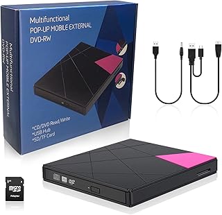 External CD DVD Drive for Laptop, High Speed USB 3.0 Type-C DVD+/-RW Burner CD ROM External Drive Optical Disk Reader Writer, Portable DVD Player Compatible with Desktop PC Mac OS Linux Windows