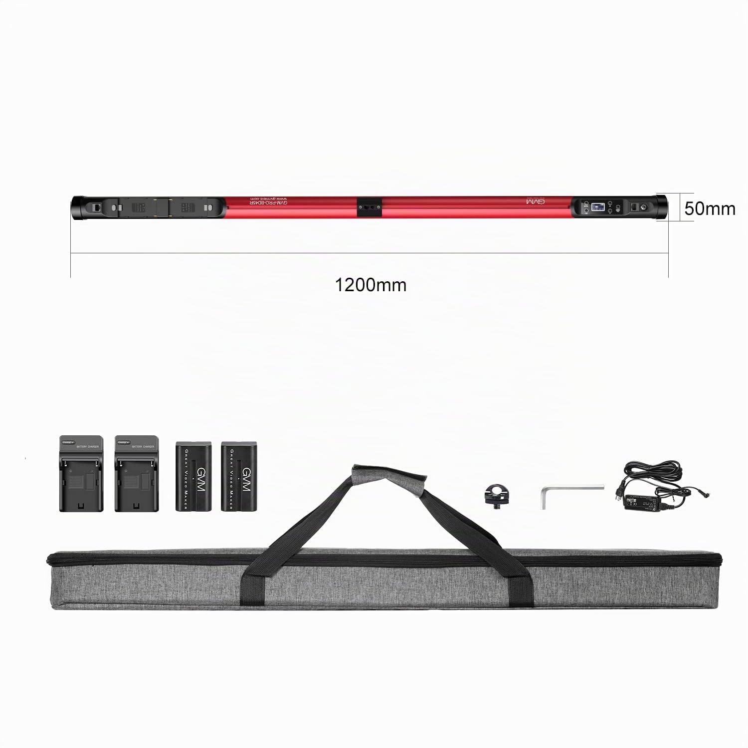 GVM LED Video Lichtstab, 120cm 45W 2700K-10000K RGB Fotografie Lichtstab, Studiolicht Video Beleuchtung für Fotografie Studio Video Film YouTube TikTok, 12 Lichteffekte und 6 Pixel Effekte, DMX/APP