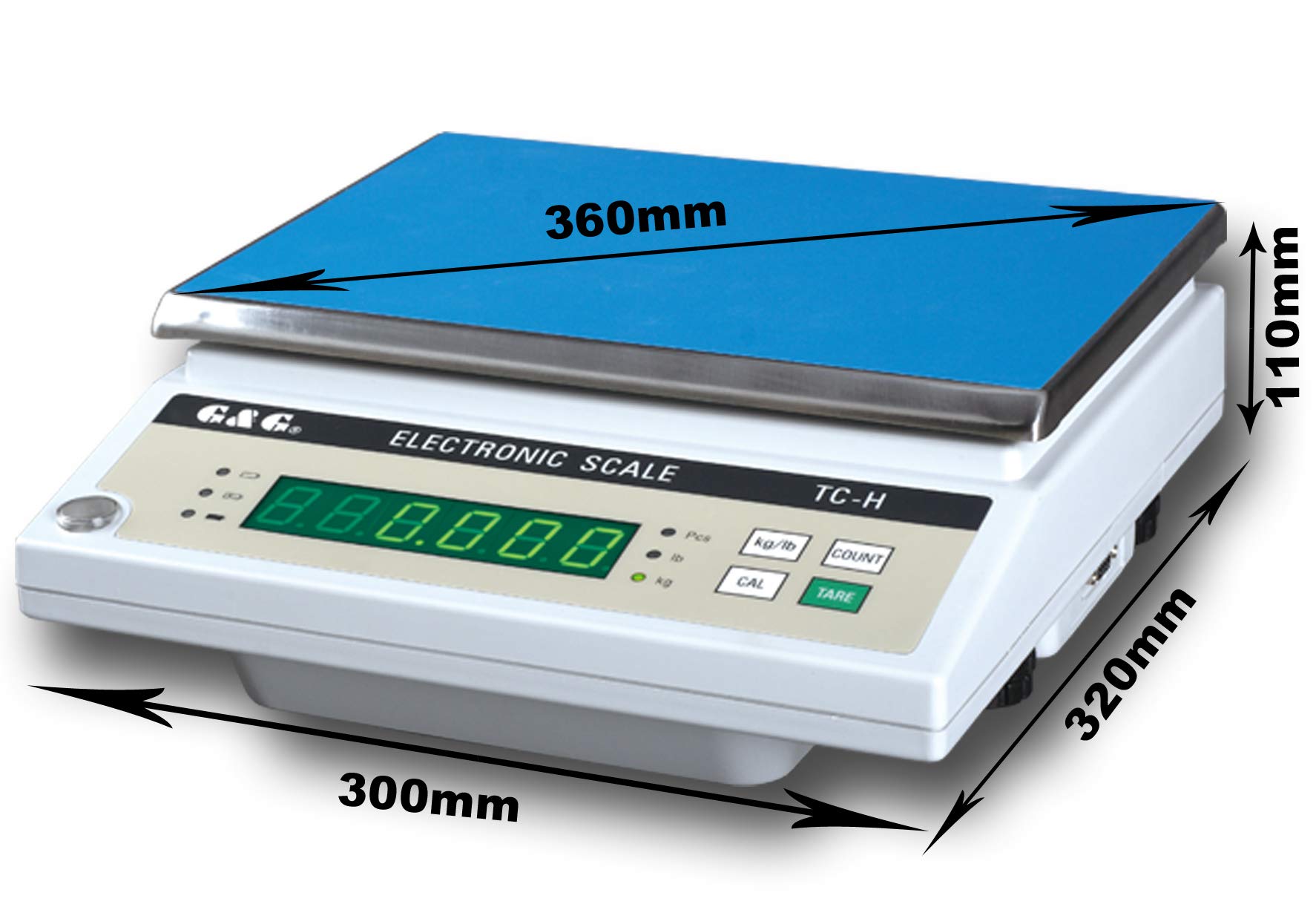 G&G TC-H Serie. Baureihe bis 30kg, ab 0,1g, 30x22 cm Wägefläche, interner Akku + 230V Stromversorgung, Tischwaage, Präzisionswaage, Digitalwaage, Industriewaage