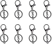 Vista 6 de 20 juegos de cierres de pinza de langosta con gancho y anillo plano dividido para llavero con clip de gatillo giratorio con pequeña pinza