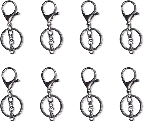 Miniatura 6 de 20 juegos de ganchos de pinza de langosta con anillo de llavero dividido plano con clip de gatillo giratorio con cierre de langosta pequeño para