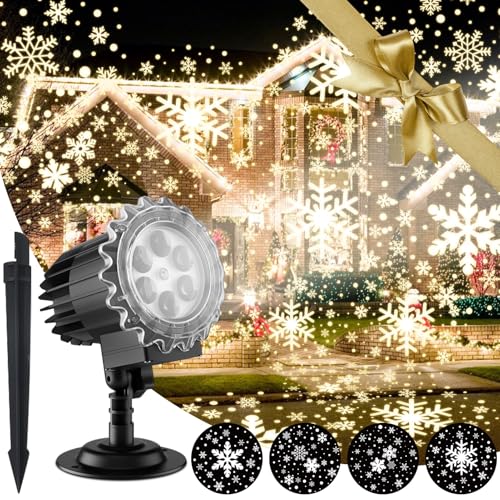 Projecteur de flocons de neige de Noël, lampe d'éclairage LED de projection de chutes de neige intérieures et extérieures, spectacle de lumière de chute de neige étanche 9 W pour Halloween/Noël/fête