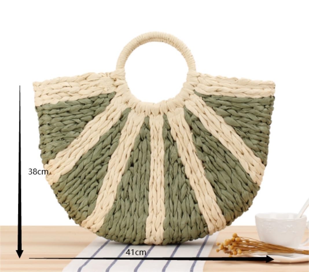 Korbtaschen Damen Große Damen-Strandtasche Aus Stroh, Hobo-Sommer-handgewebte Taschen Für Frauen Sommer Strand Geldbörse(B)