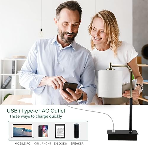 Miniatura 4 de Mafeiyan - Lámparas táctiles de mesita de noche, decoración de mesa de cordero con puerto USB para dormitorio, sala de estar, control táctil,