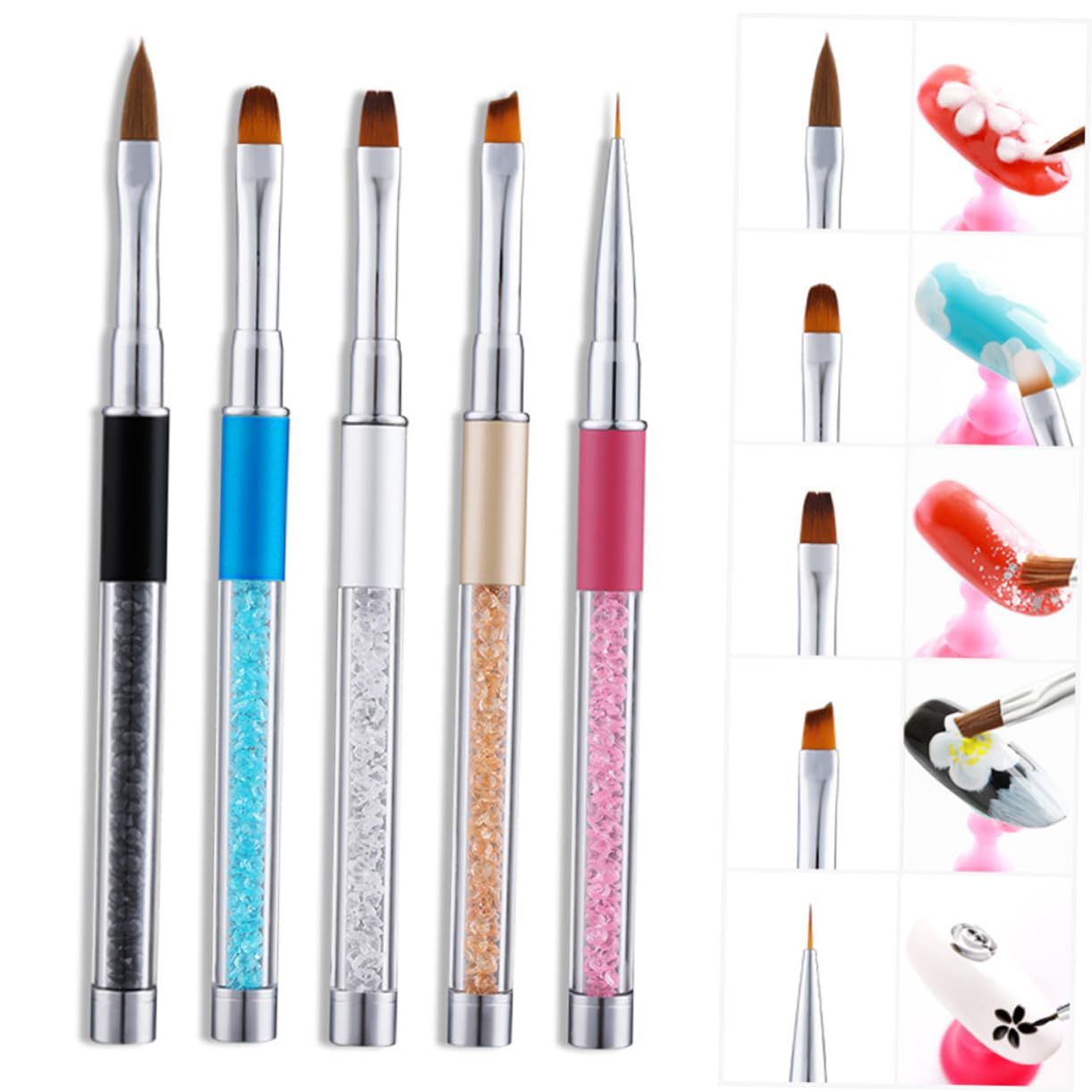 Healeved 10piezas Pinceles De Manicura Acrílicos Mango De Kit Para Arte De Uñas Para Uso Profesional y Casa Incluye Pincel De Punteado