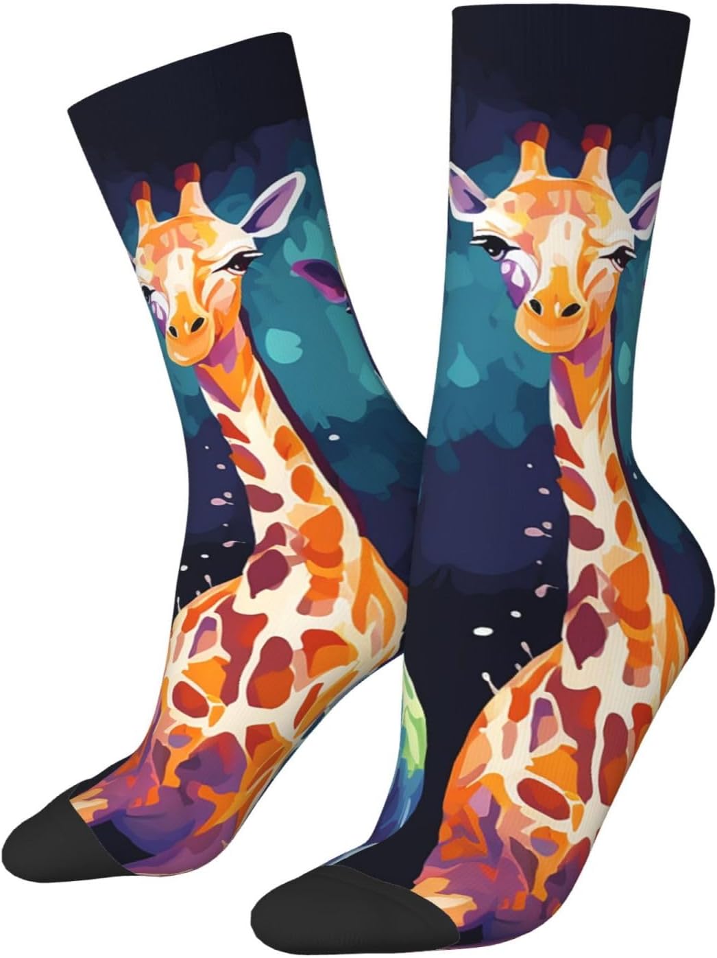 Colorful Giraffe Fans Lovers Crew Socks for Men Women Moisture Wicking Cushion Athletic Sock Casual Novelty Socks Gift